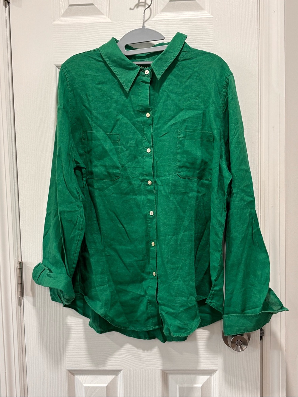 🟡Lilly Pulitzer Vibrant Green Button-Down Linen Shirt - Picture 2 of 8